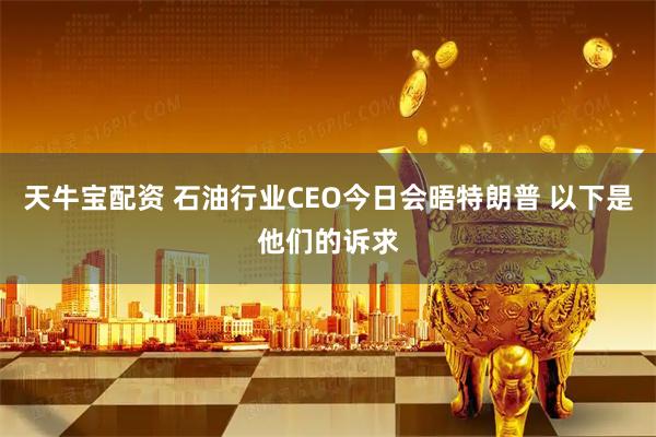 天牛宝配资 石油行业CEO今日会晤特朗普 以下是他们的诉求